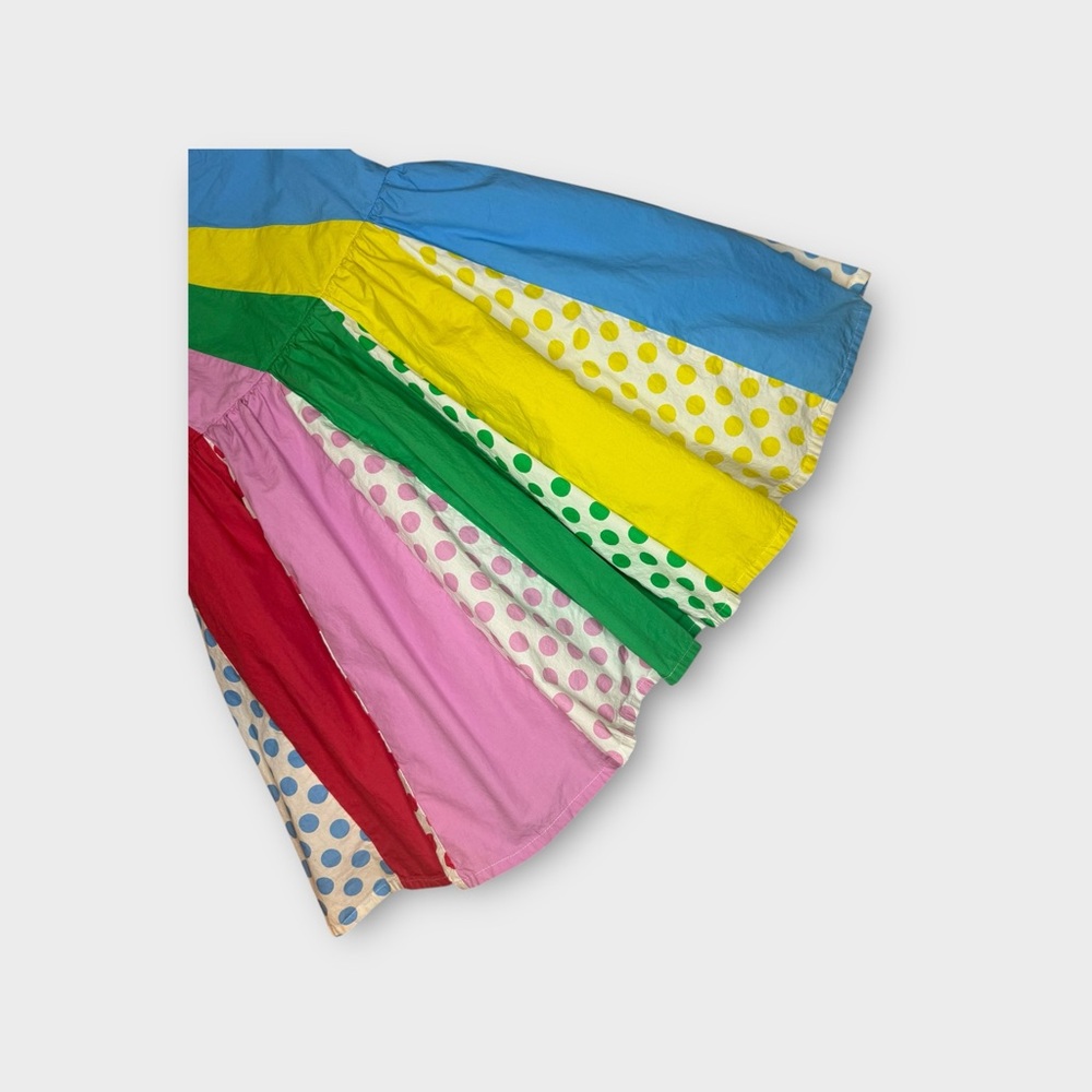 Mini Boden Polkadot Striped Rainbow One Shoulder Woven Dress - Picture 5 of 8